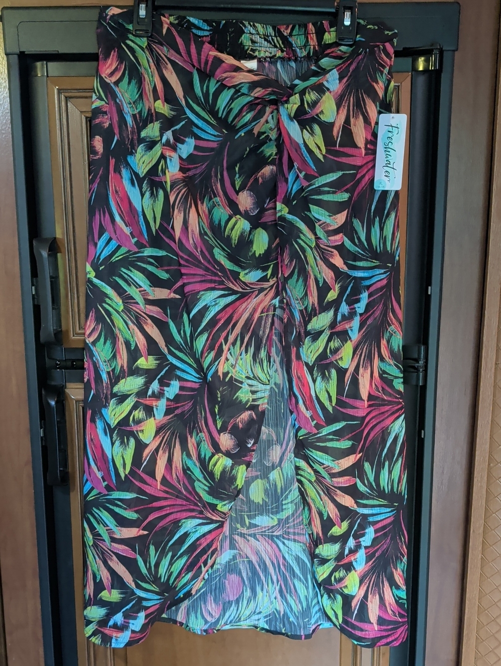 Freshwater Tropical Leaf Black Multi Swim Sarong